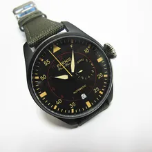 47 мм Парнис Черное PVD Дело Big Pilot’s Стиль Автоматическая мужские Часы