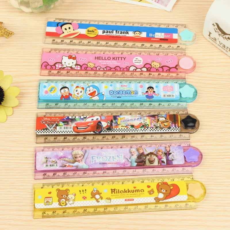

2 pcs School supplies small yellow folding ruler Mickey Mickey pattern with snow ruler Sketchpad children gift
