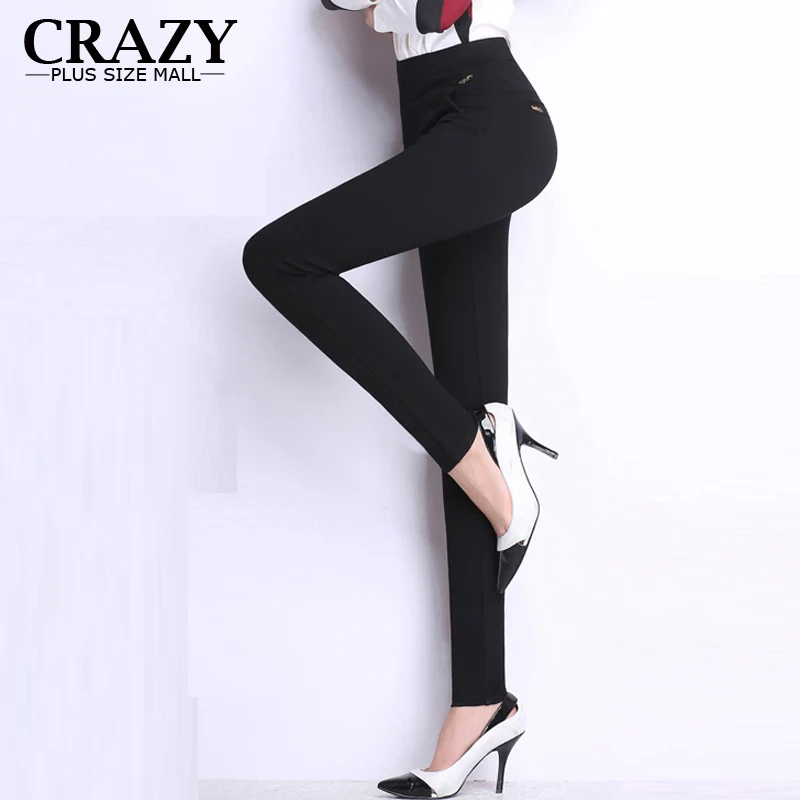 

2019 M-6XL Fit 150kg Women Long Plus Size Skinny Pants High Elastic Pencil Pants Winter Black Slim Trousers Big Size 6XL 5XL 4XL