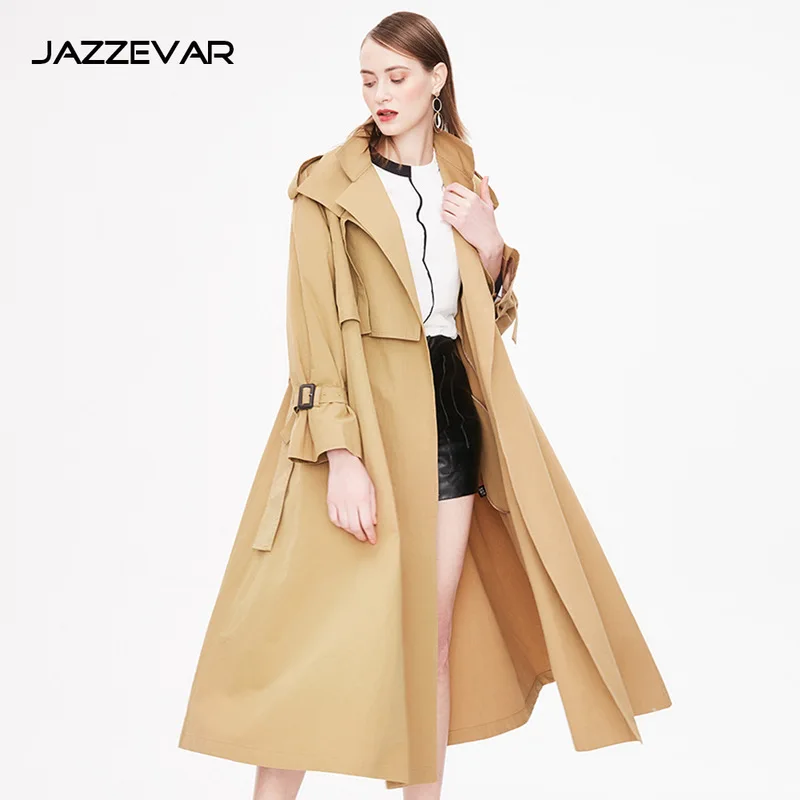 

trench coat long spring waterfall runway dust coats women 2019 plus size double breasted female ladies windbreaker khaki cotton