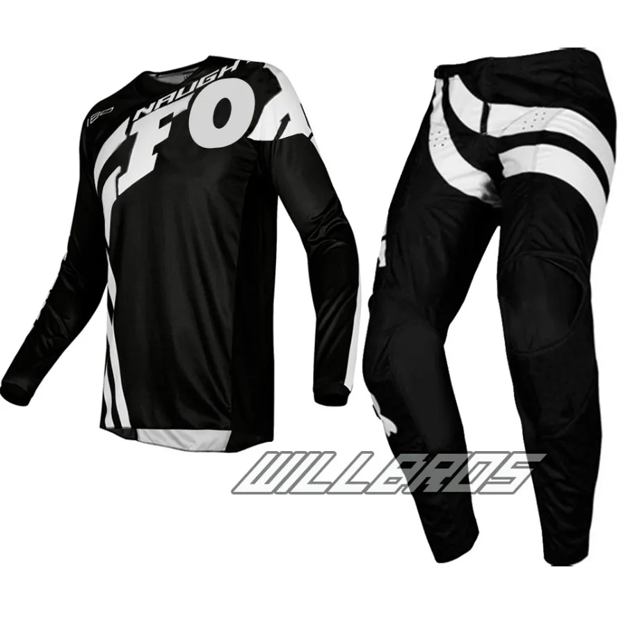 Naughty Fox MX 180 Cota футболка и штаны комбо для мотокросса, гоночная одежда для внедорожников, набор для взрослых, черный - Цвет: Черный