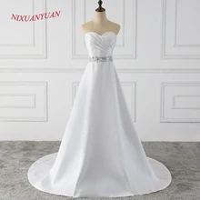 NIXUANYUAN Новое Элегантное милое вышитое бисером невеста, свадебное платье трапециевидной формы длинное свадебное платье с поясом vestido de noiva