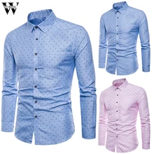 Womail Мужская рубашка, лето, модная классическая рубашка, деловая, официальная, длинный рукав, на пуговицах, приталенная, высокое качество, повседневная, M528