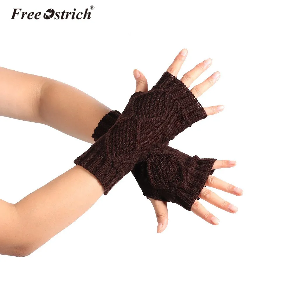 

Free Ostrich Gloves Women Soft Casual Gloves Winter Autumn Twist Fingerless Knit Mitten Practical Arm Warmer Dropshiping NEW