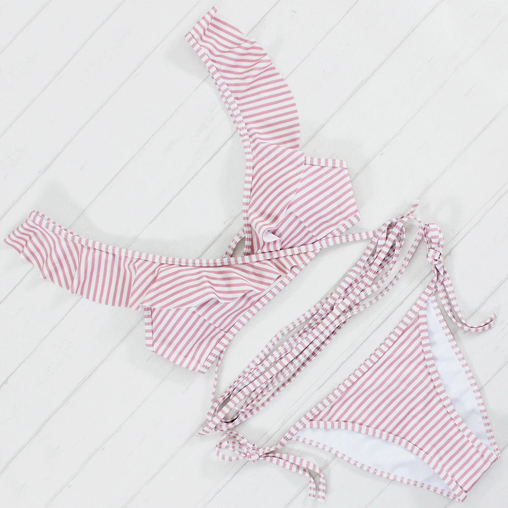 

New Striped print Bathing Suit Brazilian Biquini Sexy Swimwear Bikinis Set 2017 Vintage Retro Swimsuit Bandage Swimwear Female