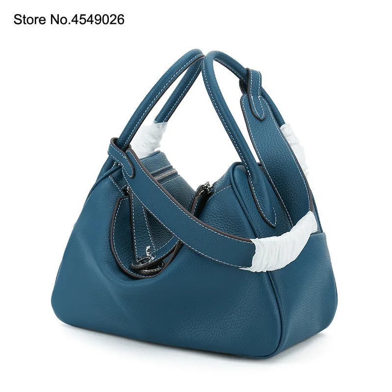 

Split Leather Female Lindi Bag Litchi Box Doctor Bagshoulder Straddle Bag Famous Designer Handbags Genuine Leather Inside Split