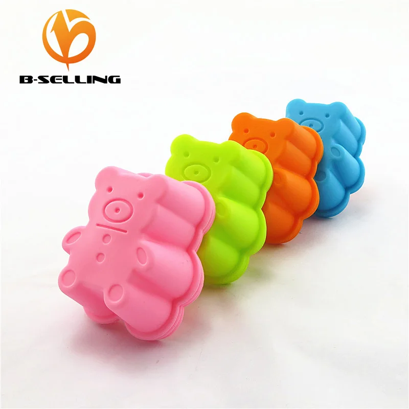 12PCS/Lot Soft Bear shape Silicone 3D CupCake Mold and Chocolate