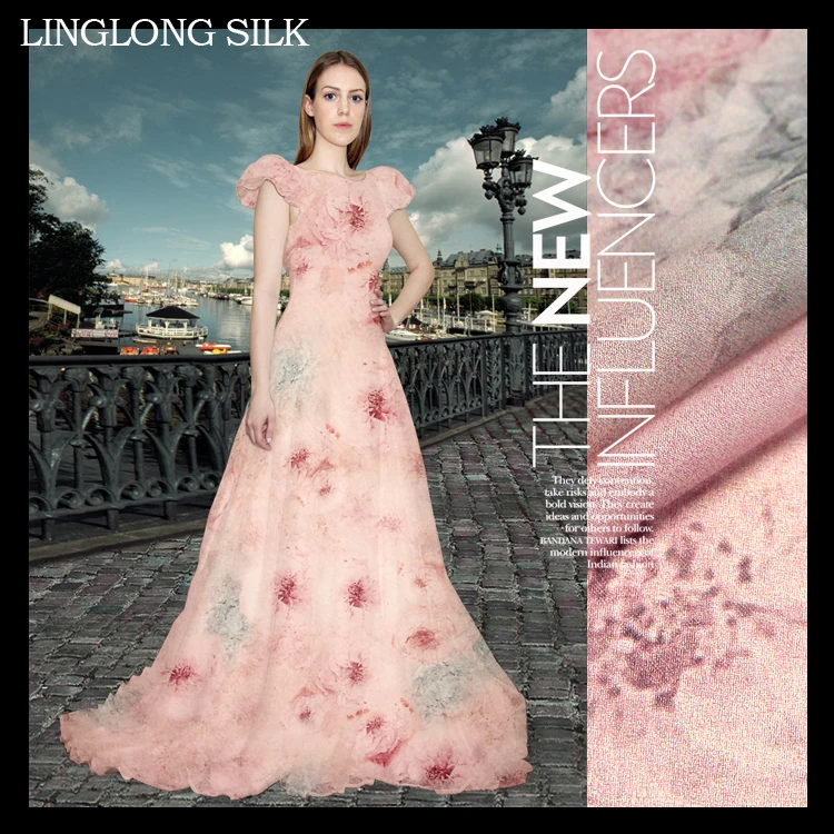 printed silk gown design