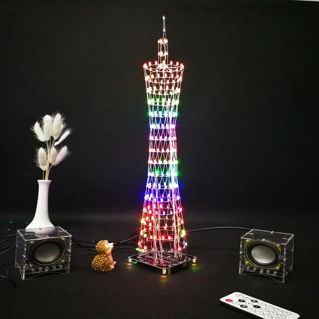 10 шт./лот Bluetooth Canton Tower светодио дный LED Cube Kit пульт дистанционного управления музыкальный спектр электронный комплект-цветной (светодио дный