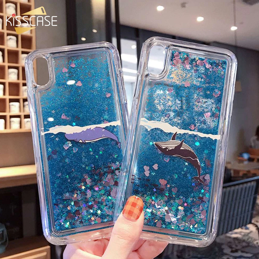 Чехол для телефона KISSCASE Whale Quicksand Xiaomi Redmi Note7 5 Plus 6 6A Жидкий чехол 8 lite 9 SE A2 6X Max 3 Capa |