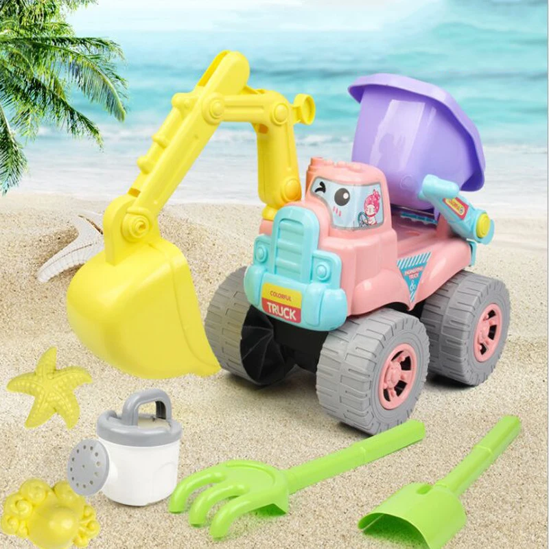Детский пляжный большой пляжный игрушечный автомобиль, скользящий макарон, инженерный автомобиль, 6 шт., набор, имитация снега, автомобиль, Набор для игры на пляже, подарок для детей, Новинка