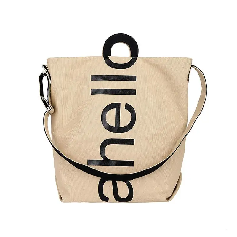 

Korean Simple Messenger Crossbody Shoulder Bag Letter Printing Large Capacity Hand Bags Canvas Handbag Hand Tote Bag For Women