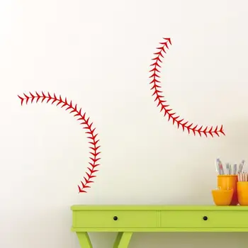 

Set Of 2 Baseball Stitches Wall Decal 34x14" Each Vinyl Sticker Sports Gym Decoration Removable Vinyl Sticker Wall Art AY0196
