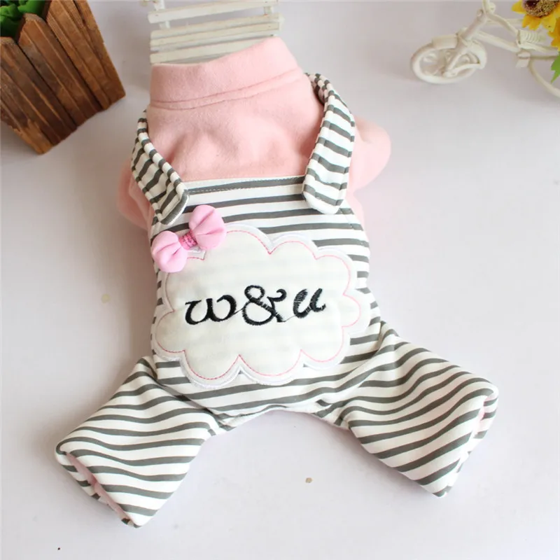 

Winter Thick Fleece Dog Hooded Coat Jacket Cold Weather Strip Dog Pet Cat Hoodie Jumpsuit Overall Clothes For Small Dog Girls