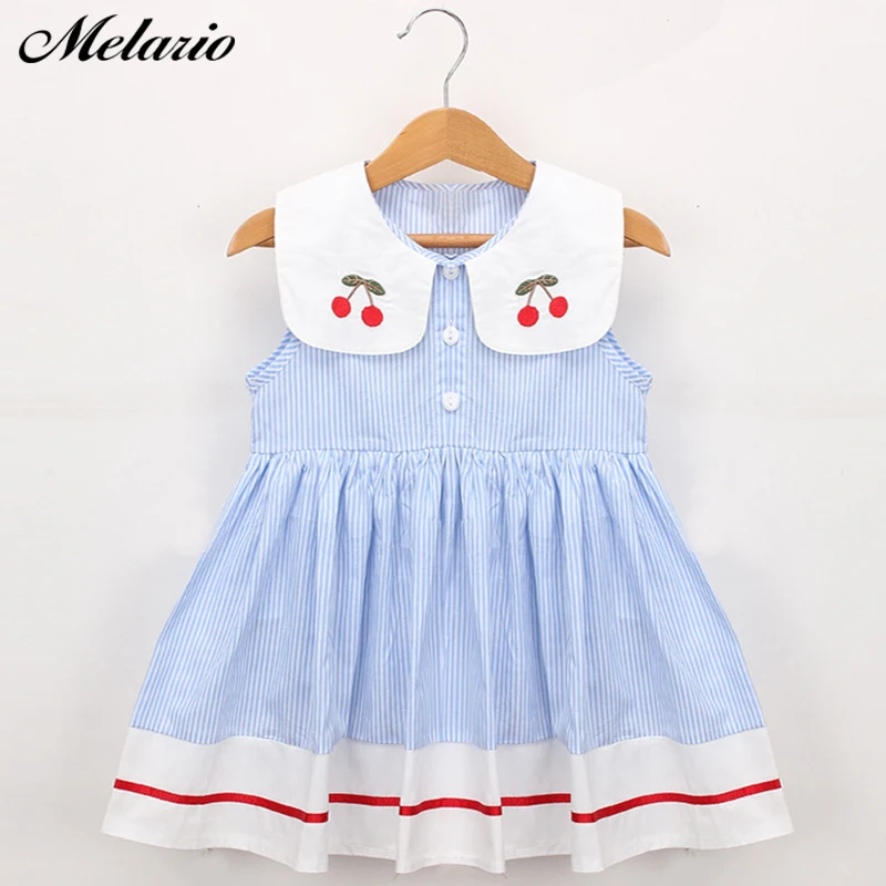 

Melario Girls Dress 2019 Fashion Style Children Sleeveless Doll Collar Dresses Design For 2-6Y Kids Button Cute Clothes Dress