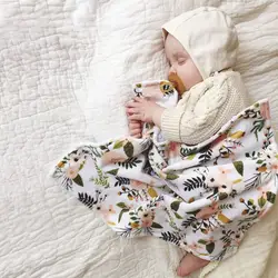Покрывало с цветами 1 шт Муслин 100% хлопок Детские пеленает мягкие одеяла для новорожденных банное марли младенческой спальные