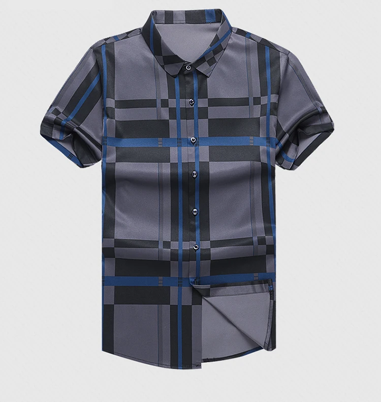 Miacawor новый бренд плед рубашки для мужчин Модная Летняя Повседневная рубашка с коротким рукавом для мужчин Slim Fit Chemise Homme Camisa Masculina C443
