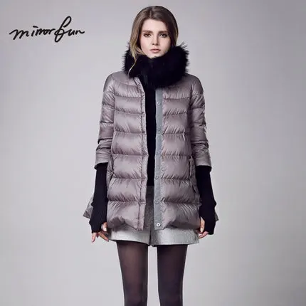 Cheap 2015 Winter Thicken Warm Woman Down jacket Coat Parkas Outerwear Luxury Raccoon Fur collar Neck Mid Long Plus Size XL Black