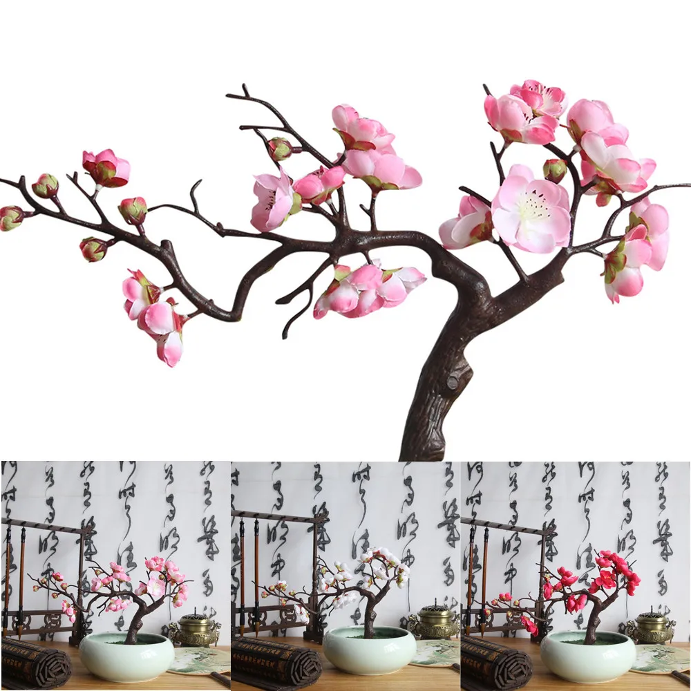 

Artificial Silk Fake Flowers Plum Blossom Floral Wedding Bouquet Party Decor roses artificial flowers