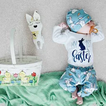 Muqgew для малышей Одежда для новорожденных, для маленьких девочек и мальчиков с персонажами из мультфильмов на первую Пасху для малышей наряды кролика с шапкой, комплект со штанами, Roupa Infantil Menina