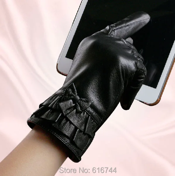Buy Deluxe Women's Smart Touch Screen Gloves Genuine Sheepskin Leather Bowknot