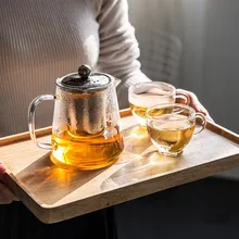 Стекло горшок высокая температура чай цветок фильтр простой Стекло чайный сервиз Gongfu