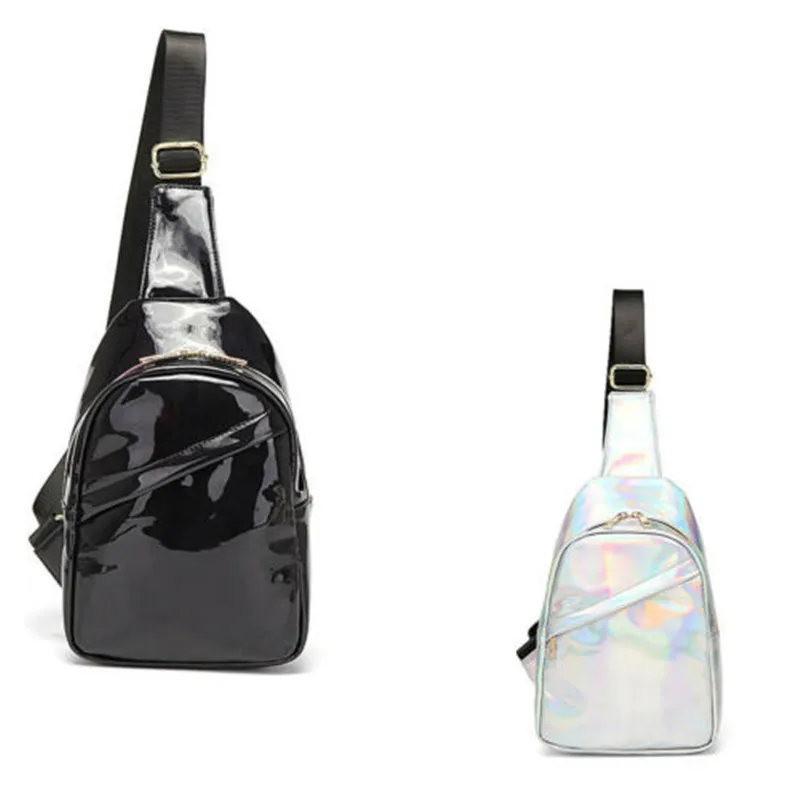 

2019 Brand New Style Women Travel PU Shoulder Chest Cycle Sling Sport Crossbody Shoulder Laser Bag