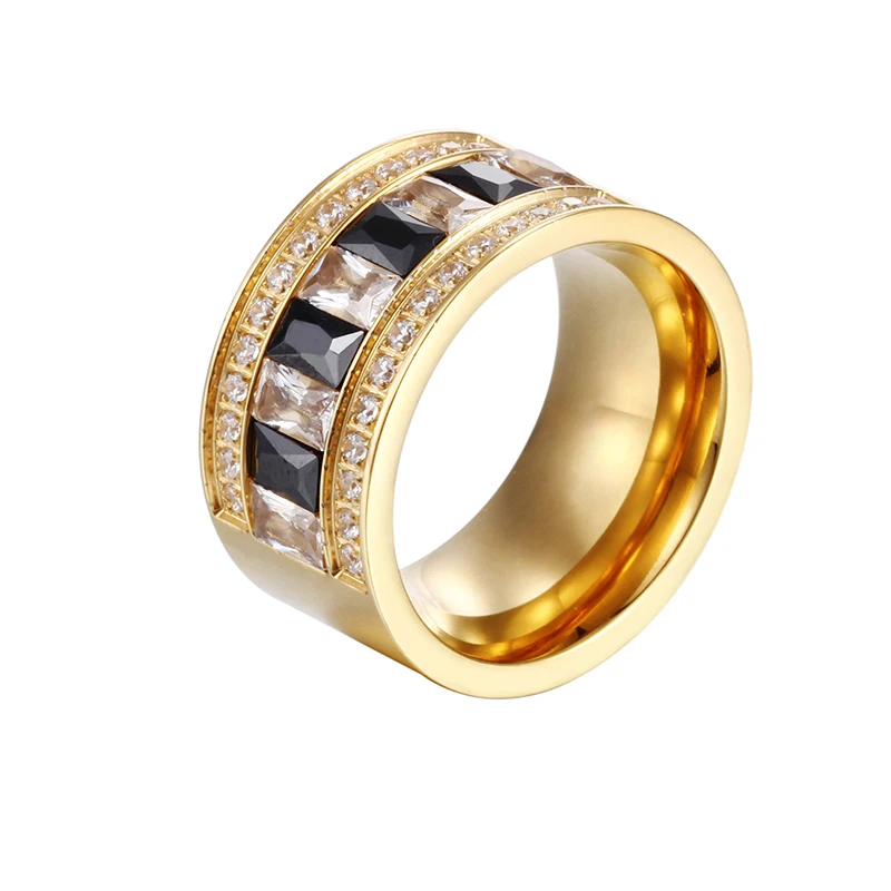 Heyrock New Arrival Golden Stainless Steel Wedding Engagement Zircon