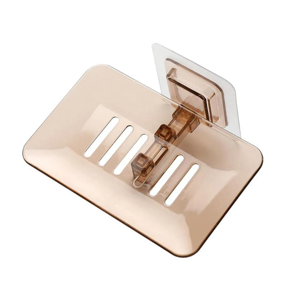 Free Punch Paste Wall Hanging Crystal Soap Box Bathroom Suction Wall Soap Rack Draining Soap Box Bathroom Soap Box - Цвет: Brown