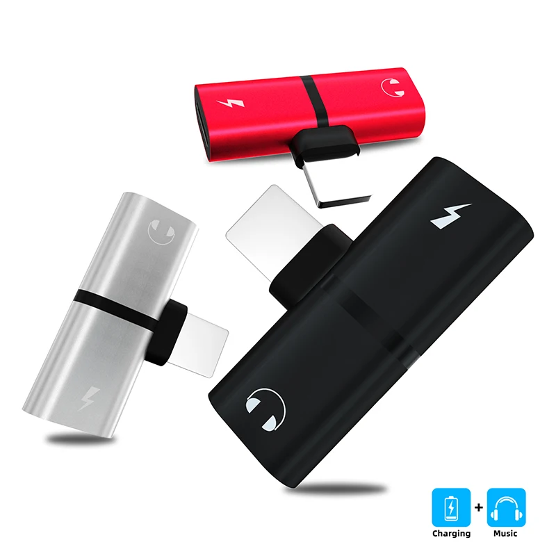 

2 In 1 Dual Ports Headphone Adapter Phone Case Cover For iphone 7 8 Plus X XS Max XR Charger Audio Splitter Accessories