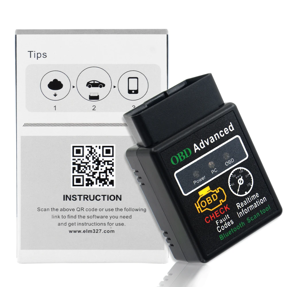 25K80 HHOBD V1.5 HH OBD Мини диагностический инструмент ELM327 черный Bluetooth OBD2 CAN беспроводной