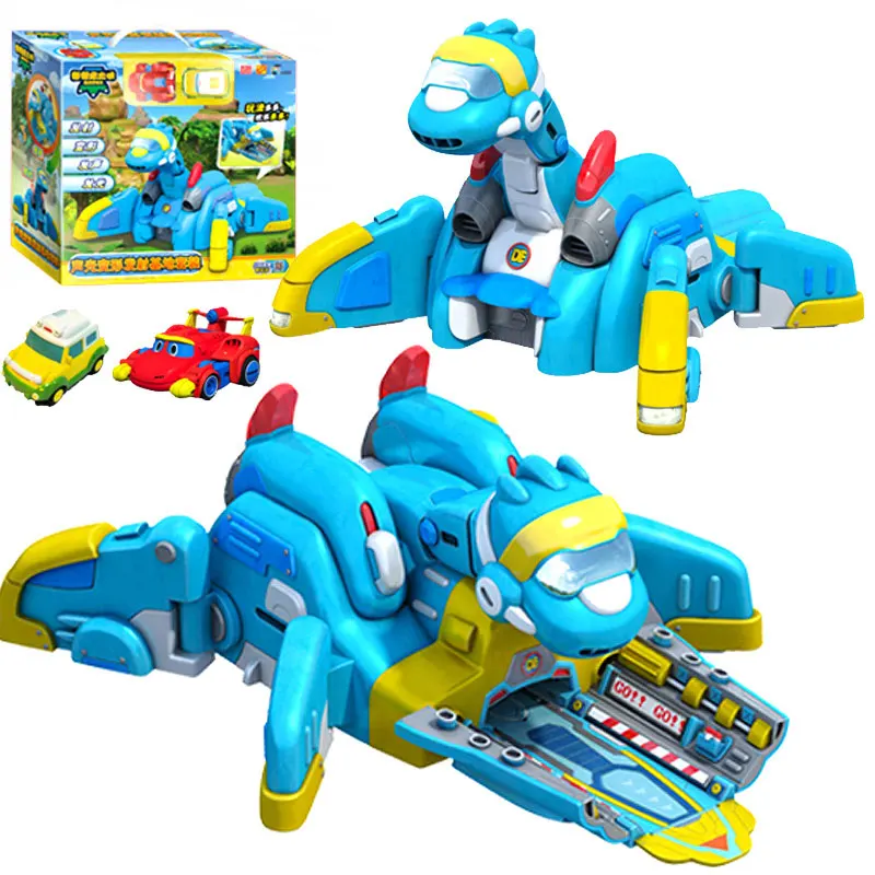 Figuras de acción para niños, juguetes de dinosaurios de transformación Gogo Dino ABS, Base de lanzamiento con sonido REX/PING/TOMO/VIKI, novedad de 2018