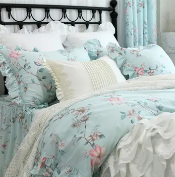 

Princess pastoral flower bedding set,twin full queen king cotton single double home textile bedspread pillow case quilt cover