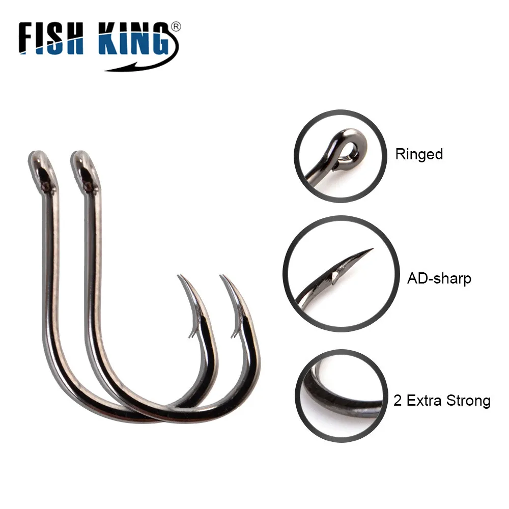 FISH KING 100/50pcs/lot High Carbon Fishing Hook 1#-12# ISEAMA With Eye Carp Catfish Anzol Peche Japan Tackle Fishing