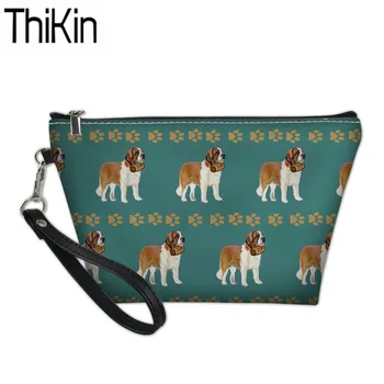 

THIKIN Women's Cosmetic Cases for Make Up Saint Bernard Printing Toiletry Bag Ladies Portable Wash Kit Bags Females Makeup Box