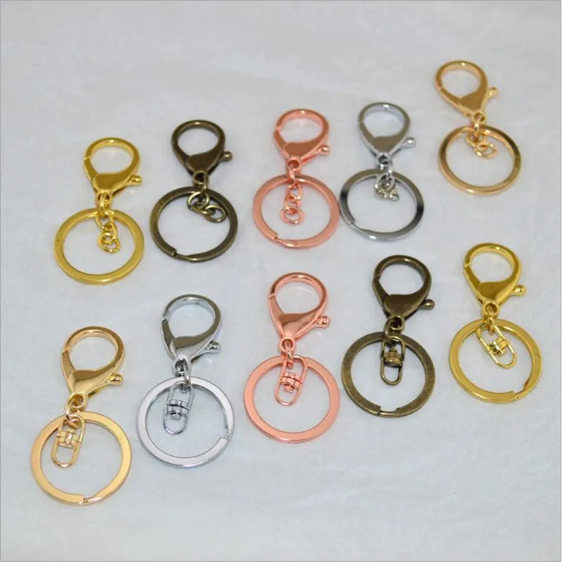 

5pcs/lot Keychains Key Chains DIY Jewelry Findings & Components Rose Gold/Gunblack Plated Lobster Clasp Keyring Making Supplies