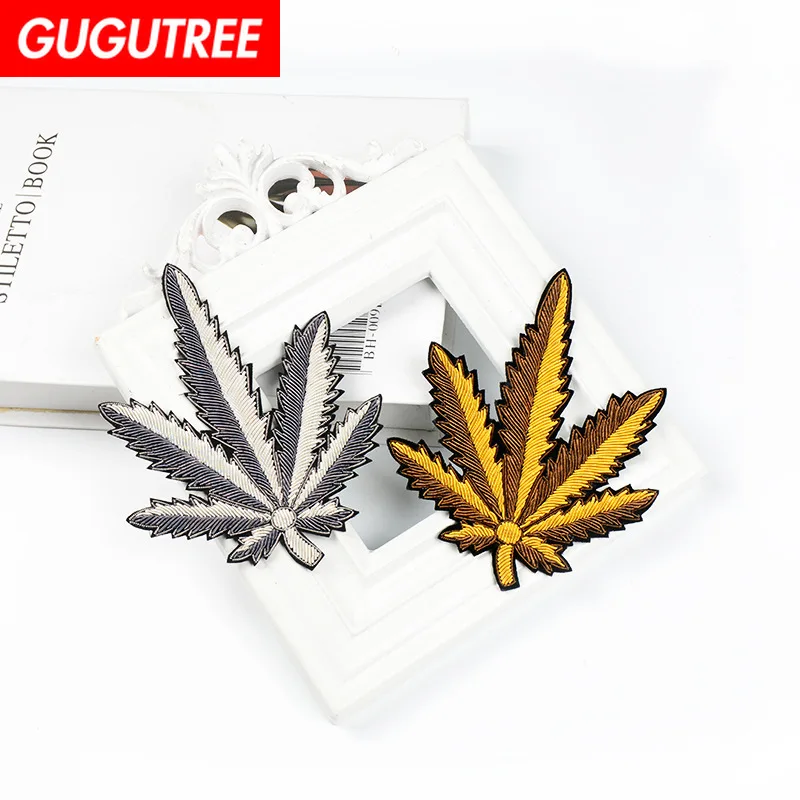 GUGUTREE индийские шелковые патчи с кленовыми листьями вышитые бисером