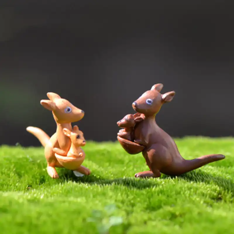 Zocdou 2 peças austrália canguru mãe e filho roo oceania modelo pequena estátua estatueta artesanato ornamento miniaturas decoração de casa