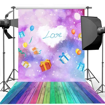 

NeoBack Rainbow Wood Floor Photo Backgrounds Boken Glitter Newborn Child Birthday Photography Backdrops for Studio Shoots
