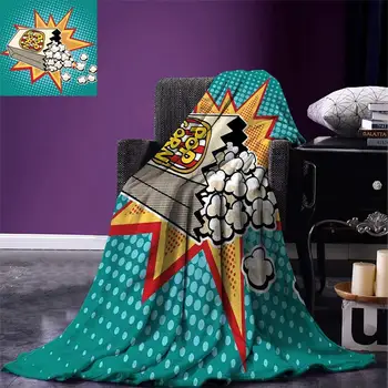 

Movie Theater Throw Halftone Background with Retro Style Colorful Popcorn Design Cinema Snacks Warm Microfiber Blanket