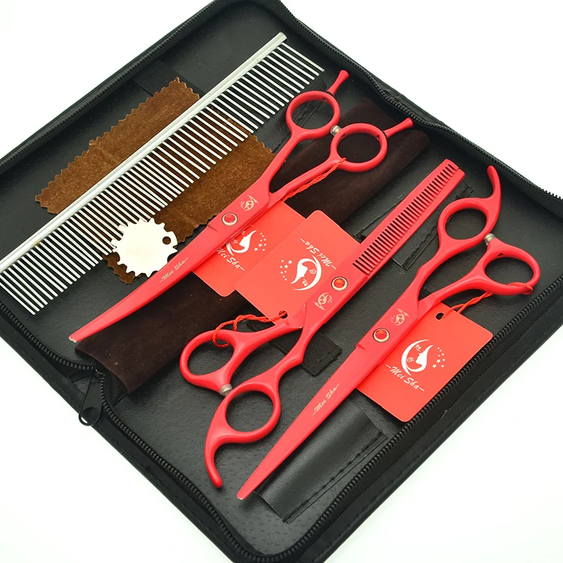 

Meisha 7 inch Professional Pet Scissors for Dog Grooming High Quality Straight Cutting & Thinning & Curved Scissors Kit HB0140