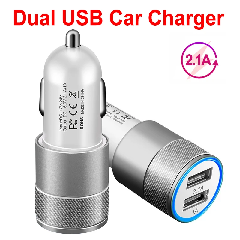 

Dual USB Aluminium Universal Car Charger for iPhone Samsung Xiaomi Fast Charging Car Charger for Phones