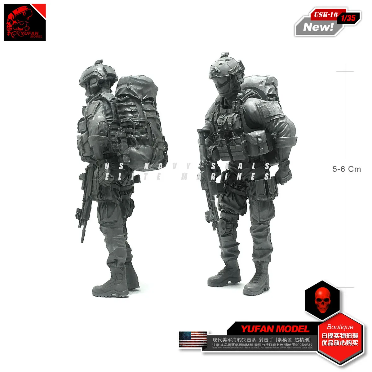 1/35 Modern Navy SEAL Commandos Fired Hand Resin Soldier USK-16