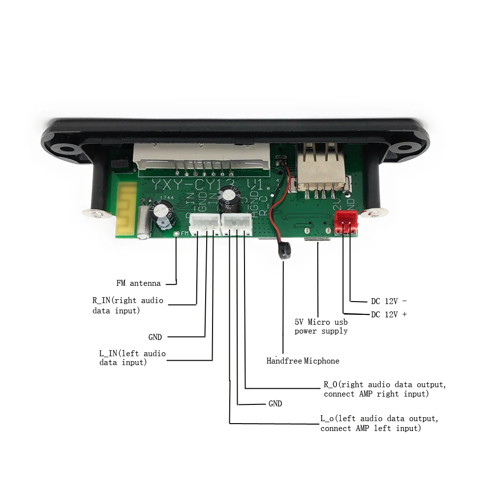 Bluetooth v4.2 + микрофон аудио модуль MP3 WMA плеер декодер 5 в 12 В TF карта USB/FM/удаленный