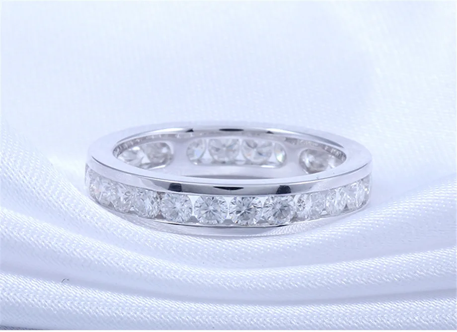 Обручальное кольцо DovEggs 14K 585 из белого золота 1,6 карат ctw 2,5 мм Brillianct Lab Grown Moissanite с искусственным бриллиантом для женщин