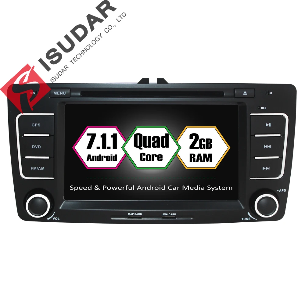 Isudar font b Car b font Multimedia player Android 7 1 1 GPS 2 Din Autoradio