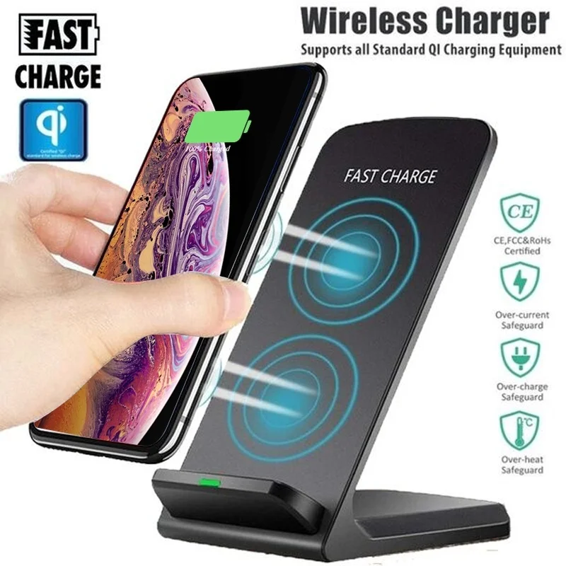 Беспроводное зарядное устройство Qi для iPhone 8 Plus X XS XR Max Samsung Galaxy Note S8/S8 S7/S7 Edge S9/S9