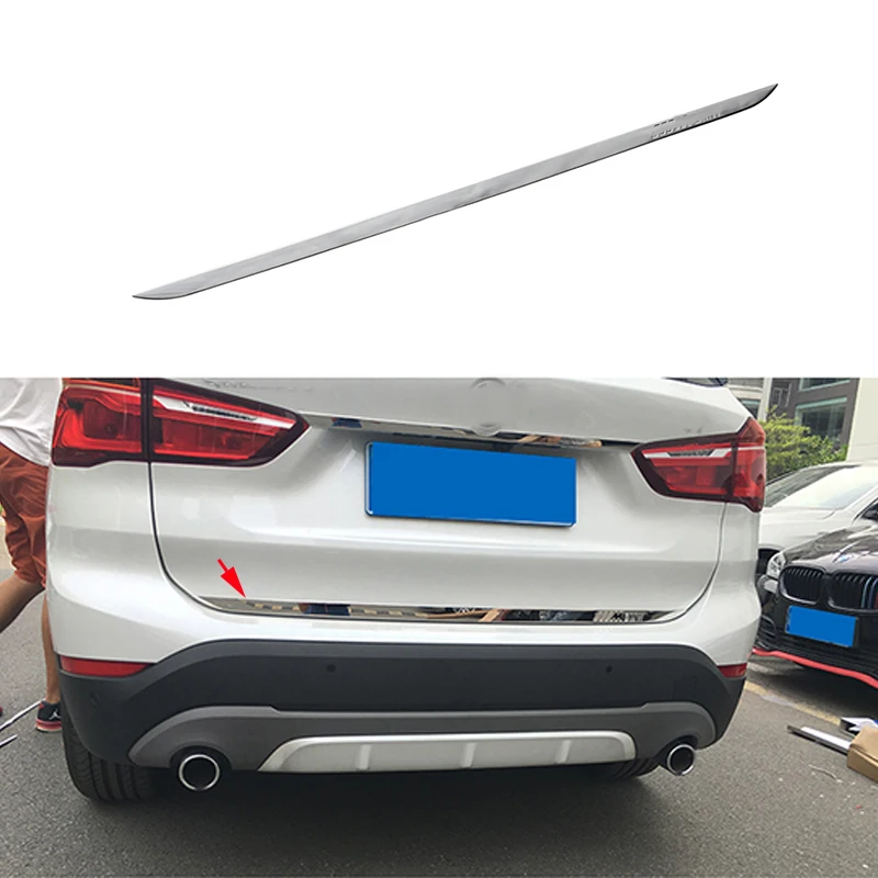 Stainless Tail Rear Trunk Door Tailgate Cover Trim Moulding For BMW X1