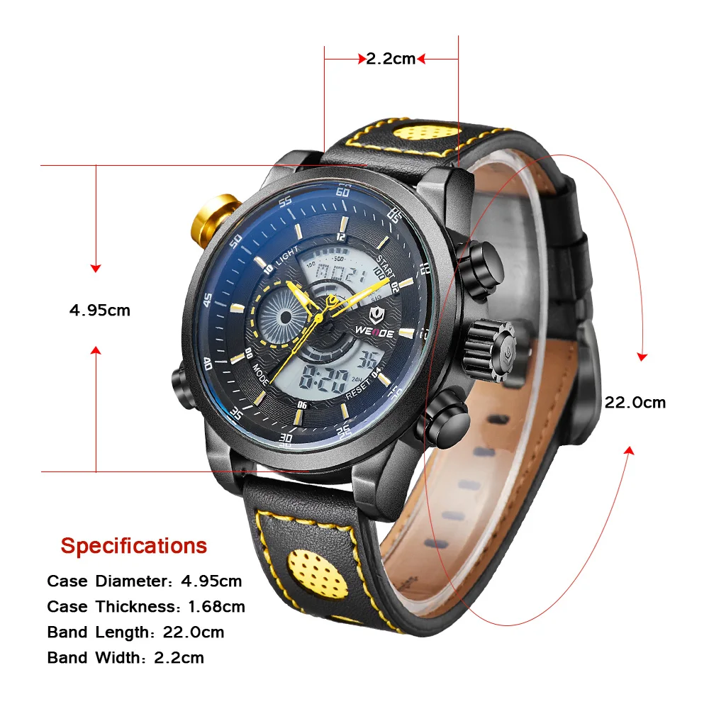 WEIDE Luxury Brand Fashion Sport Watch Analog Digital Display Waterproof Leather strap Gift Box Relogio Masculino Alarm Clock WEIDE Luxury Brand Fashion Sport Watch Analog Digital Display Waterproof Leather strap Gift Box Relogio Masculino Alarm Clock
