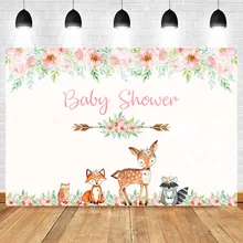 Mehofoto Wild Baby Shower Photo Backdrop Animal Flower Background Lovely Deer Squirrel Newborn Birthday Backdrops Photo Studio